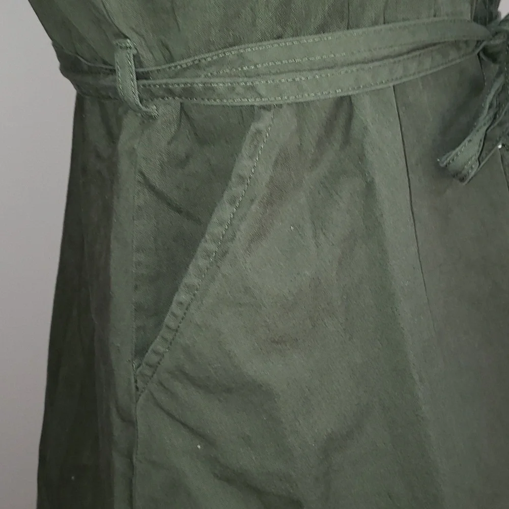 Wonder Nation Green Cotton Button Front Dress with Floral Embroidery, Size XL